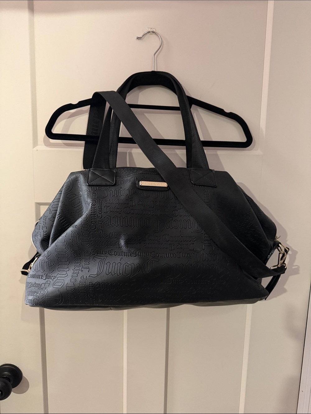 Juicy Couture Black Embossed Logo Tote with Removable Strap